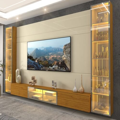 Home Suspenso até 85" Luminare Reflecta com Duas Torres 293 Off White/Naturale - GELIUS (ESPECIAL)