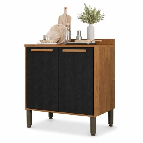 Balcão Larg. 0.80m Cozinha Flórida Cinamomo/Preto - Sallêto