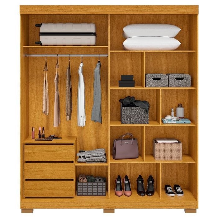 Guarda-Roupa 2 Portas Athena 1,80 m (S/Espelho) Cinamomo/Off White/Cinamomo – ACP MÓVEIS - Imagem 4