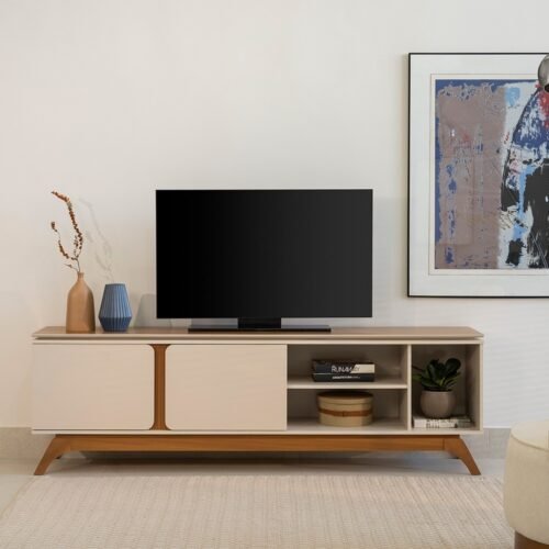 Rack ate 70" Istambul Nature/Off White - LINEA BRASIL