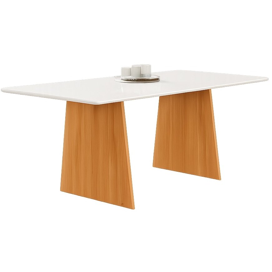 Mesa Londres 160 (Tampo Londres c/vidro) Cinamomo/Off White – CEL MÓVEIS - Imagem 2
