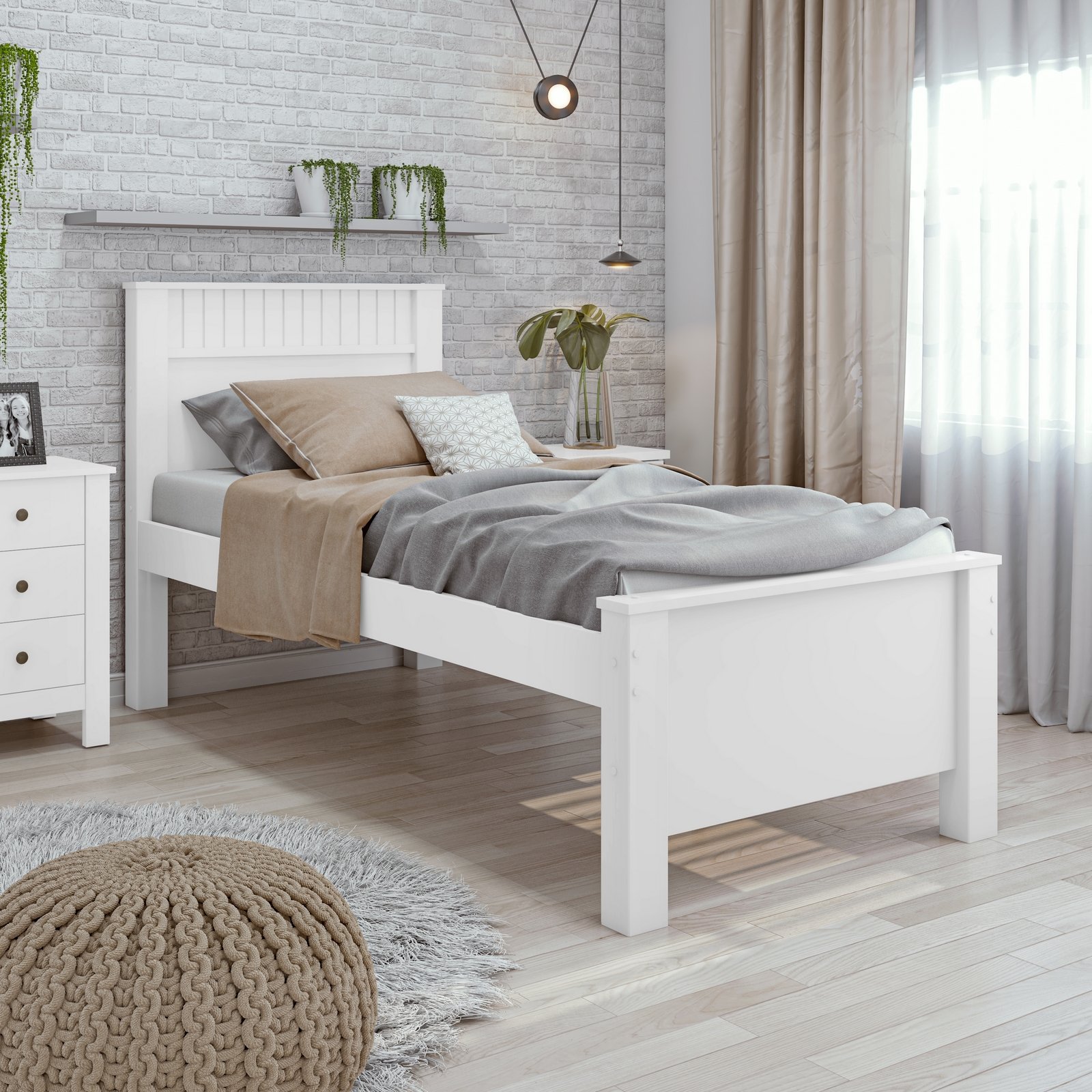 Cama Solteiro Athenas Branco - LOPAS