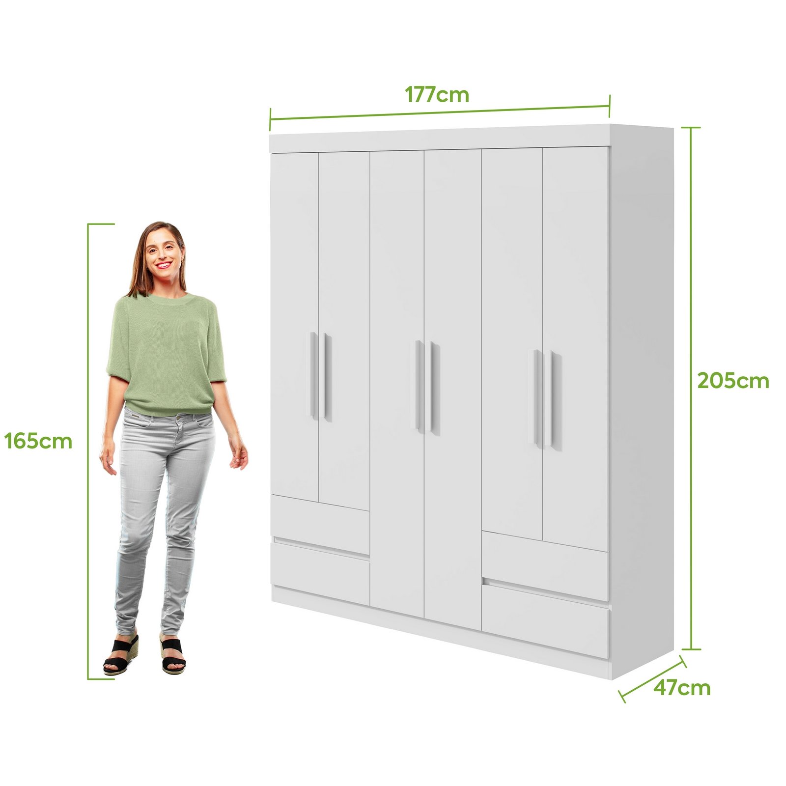 Guarda-Roupa 6 Portas Zeus 1,77 m Branco - LOPAS - Imagem 4