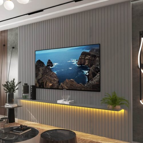 Painel ate 85" Nobre Ripado 230 Cinza - GELIUS