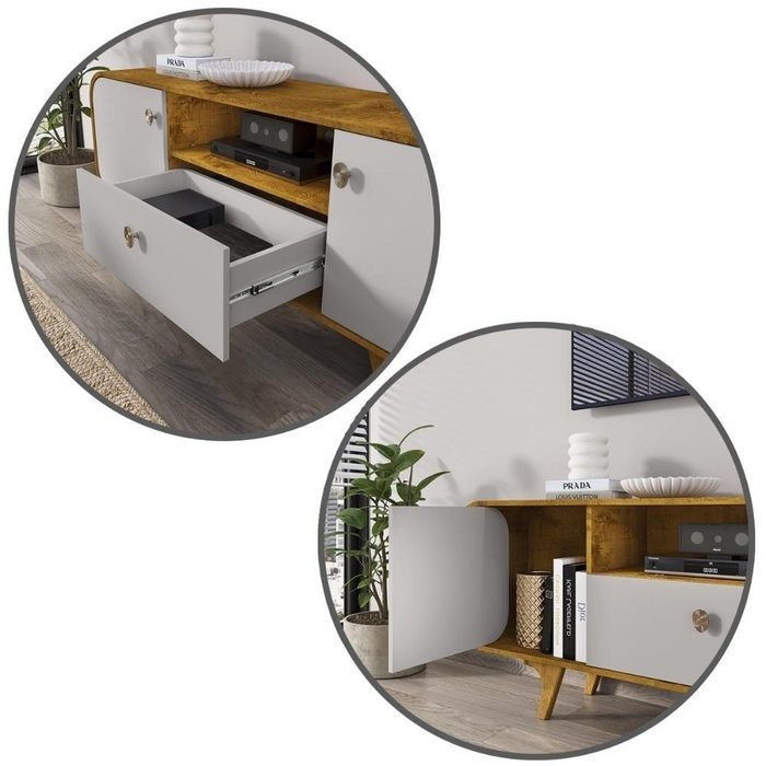 Rack até 75" Noronha Naturale/Off White - BECHARA - Imagem 3