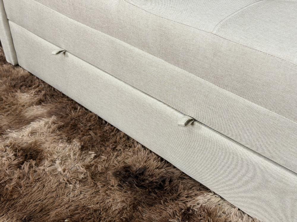 Sofa Cama Dominic 1.40m - Bege Linho/Marrom Courino - Imagem 8