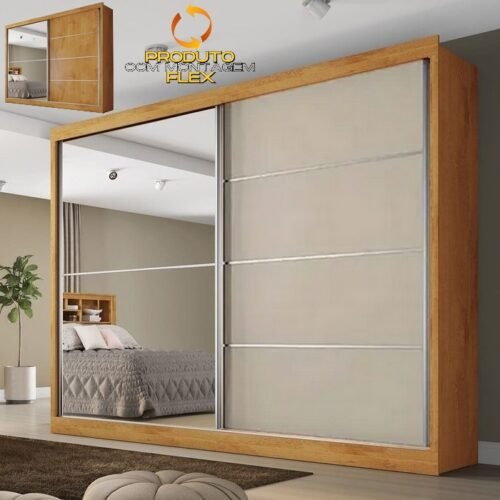 Guarda-Roupa 2 Portas Verona 2,02 m Peroba/Off White/Peroba – MÓVEIS EUROPA