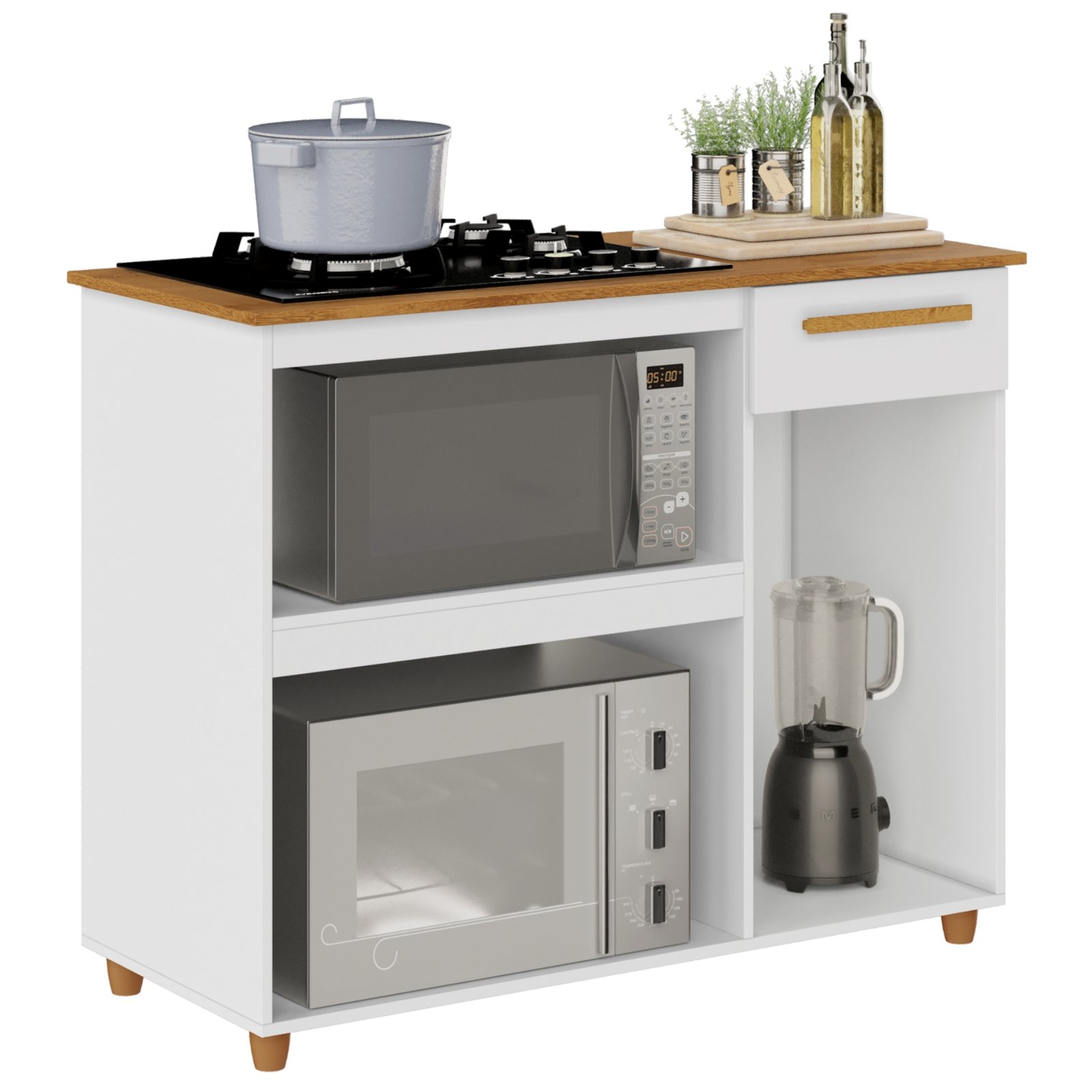 Balcão para Cooktop 4 Bocas Chicago Branco - KAIKI MÓVEIS - Imagem 2