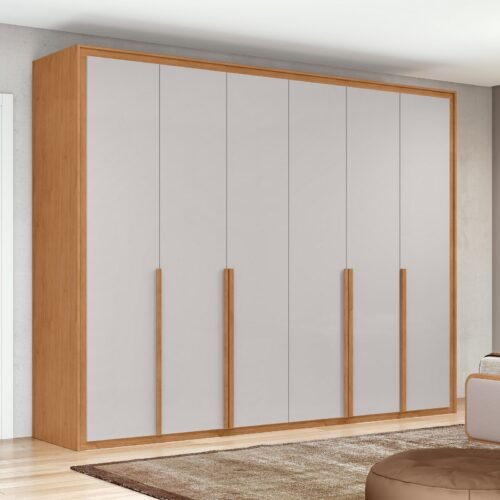 Guarda-Roupa 6 Portas Imperatore 2,74 m Amêndoa Clean/Off White - LOPAS
