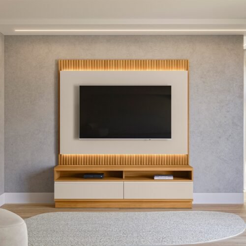 Painel até 70" + Rack  São Paulo Tauari/Off White Fosco - LINEA BRASIL