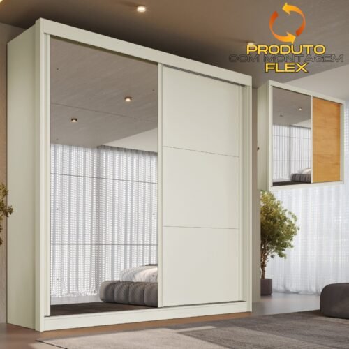 Guarda-Roupa 2 Portas Mali 151,5 m  Off White/Peroba/Off White - MÓVEIS EUROPA