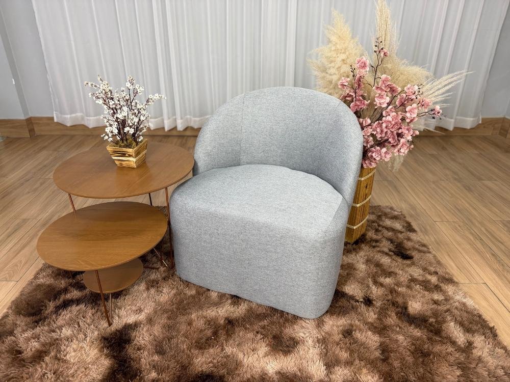 Poltrona Decorativa Doha - Cinza Linho