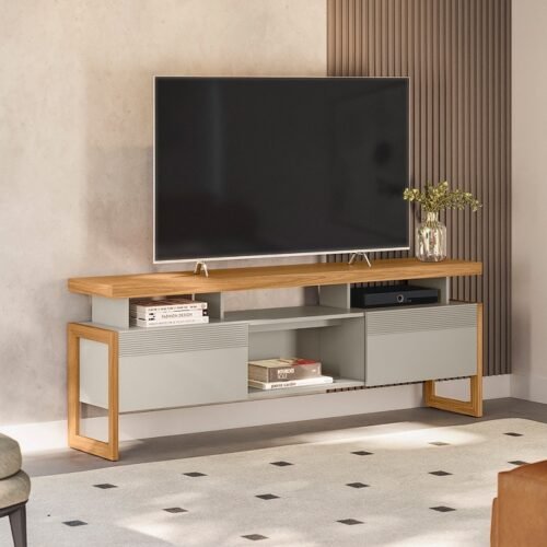 Rack ate 70" Esmeralda Nature/Off White - LINEA BRASIL