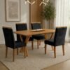 Mesa Essência 120 (S/Vidro) Cinamomo com 4 Cadeiras Las Vegas Veludo Preto 13 – JCM MOVELARIA + OURO DECOR