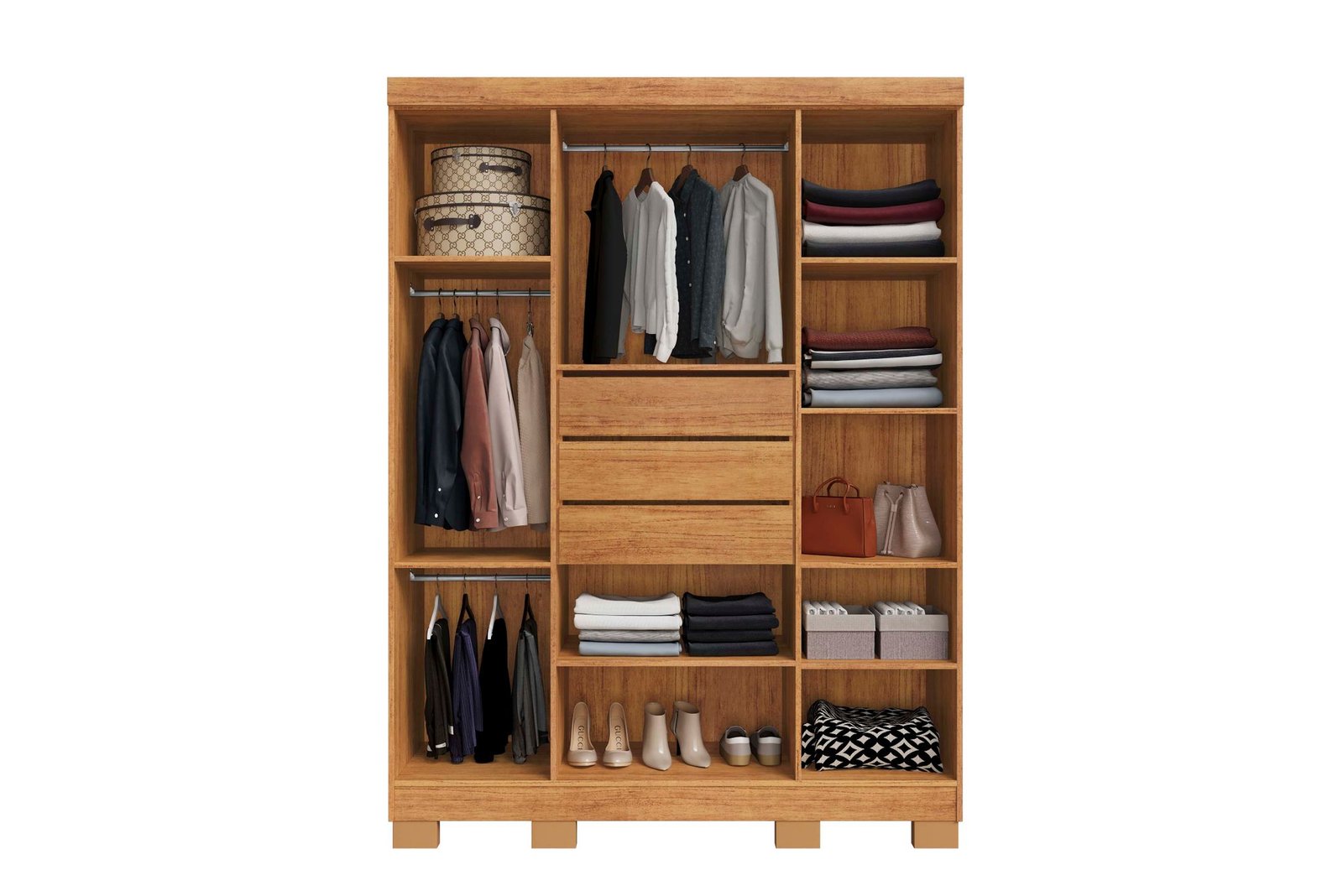 Guarda-Roupa Domus 4 portas com pés e chave - Cedro - Imagem 3