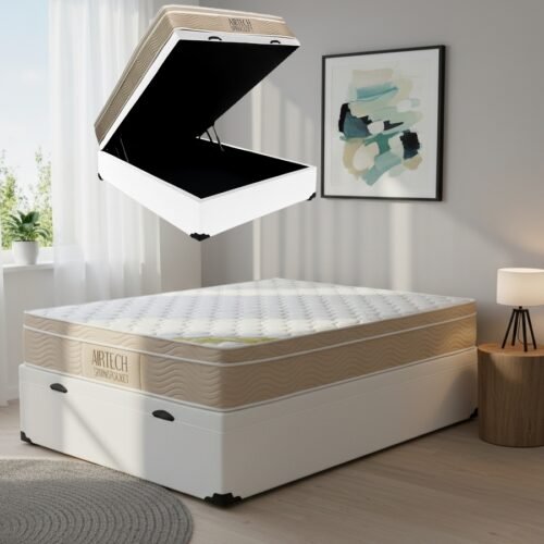 Colchão Casal Airtech Springpocket 25 cm D26 Molas Ensacadas + Base Baú Corino Branco – ORTOBOM + BIOSTAR