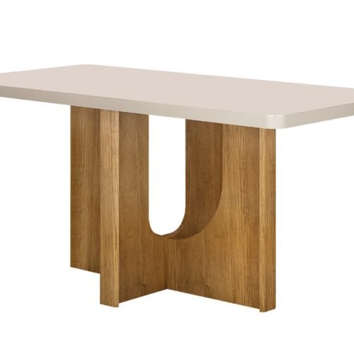 Mesa de Jantar Dora 1.20x0.80m c/Vidro – Cinamomo/Off White