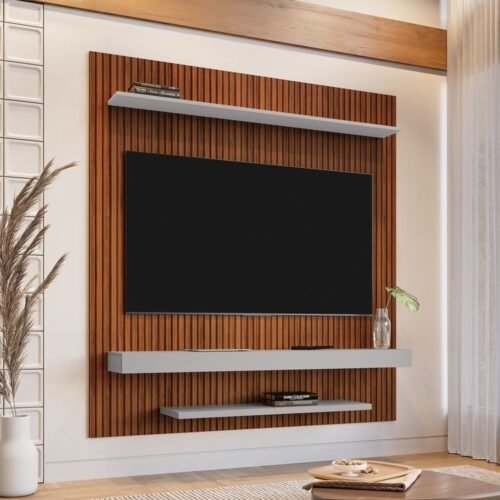 Painel ate 60" Leme Naturalle Ripado/Off White - BECHARA