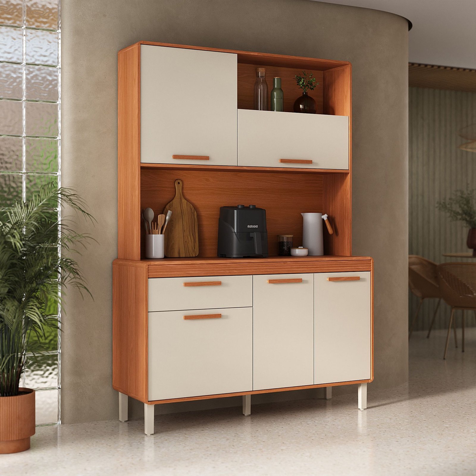 Armário Kit de Cozinha Dunas 1.40m - Cinamomo/Off White