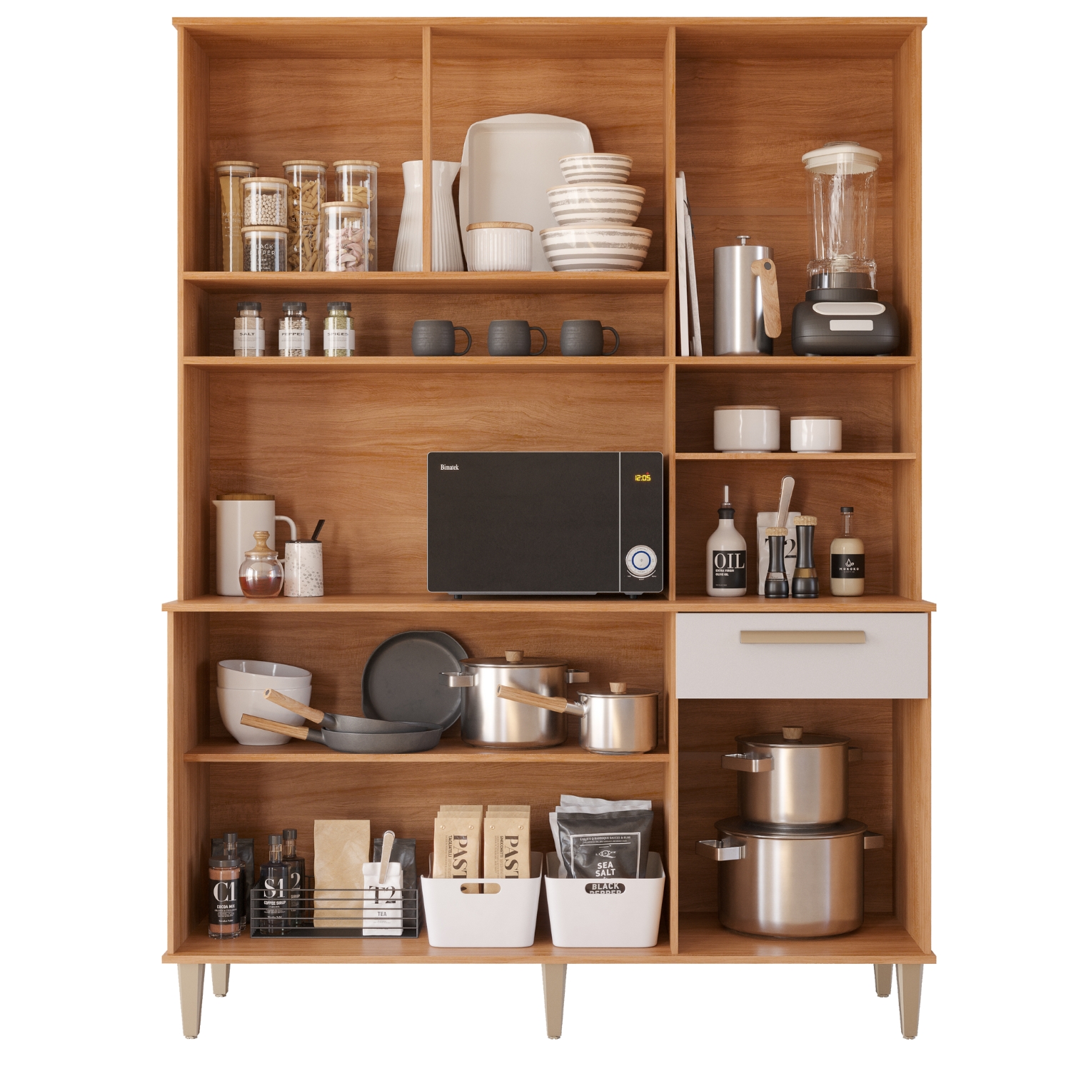 Kit Cozinha 6 Portas Mila 1,51 m Cinamomo/Off White - MGM MÓVEIS - Imagem 4