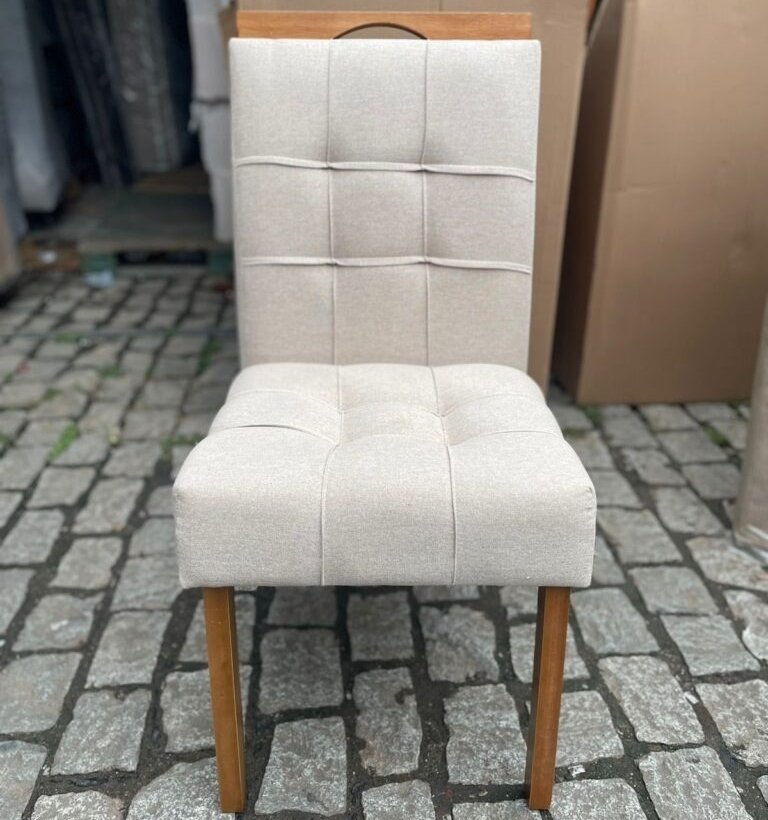 Mesa Athenas 120 Amêndoa Clean com 4 Cadeiras Sophia Linho Bege 200 – LOPAS + WM DECOR - Imagem 2