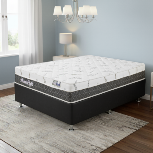 Colchão Casal Prime Light 30 cm D28 Molas Ensacadas + Base Simples Corino Preto – ORTHOPRIME + BIOSTAR