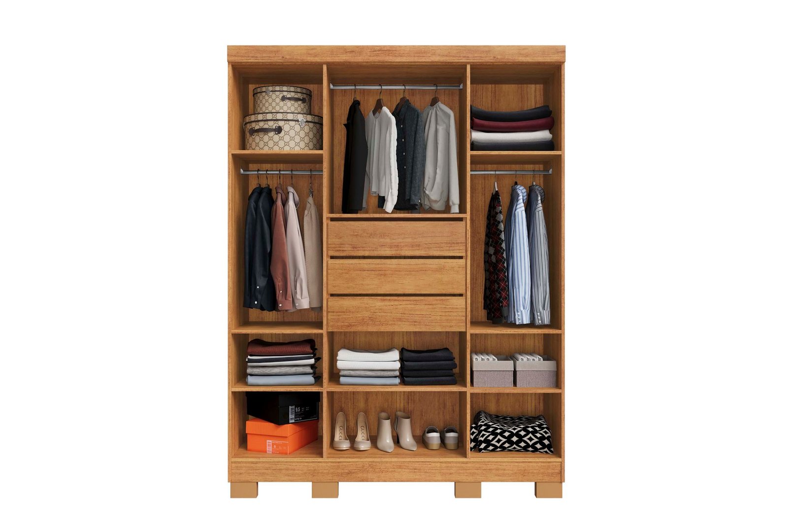 Guarda-Roupa Domus 4 portas com pés e chave - Cedro - Imagem 2