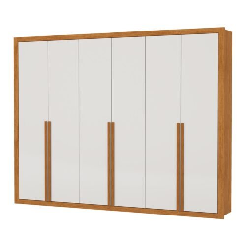 Guarda-Roupa Chicago 6 Portas e 6 Gavetas 2.46m - Cinamomo/Off White