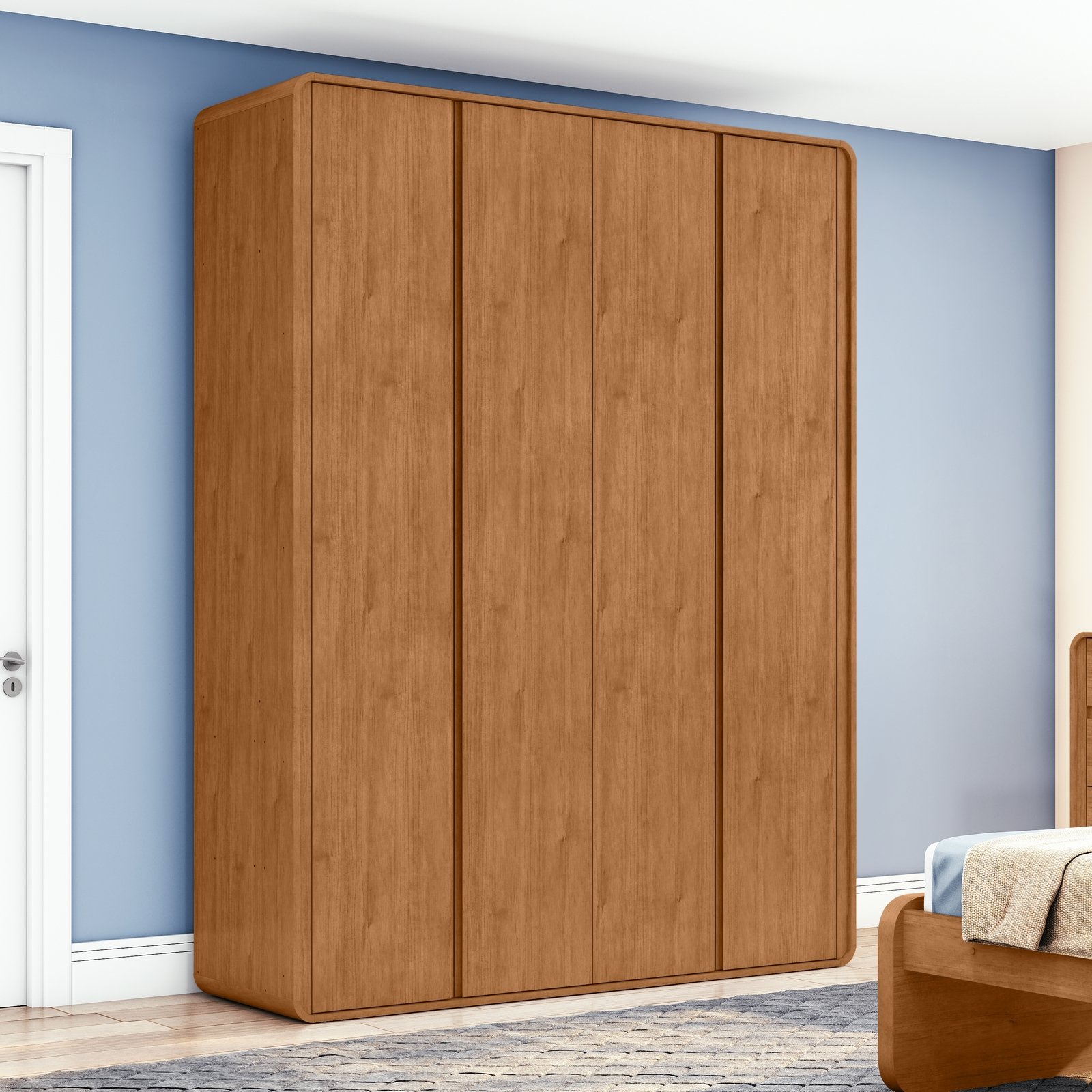 Guarda-Roupa 4 Portas Loop 1,84 m Amêndoa Clean - LOPAS