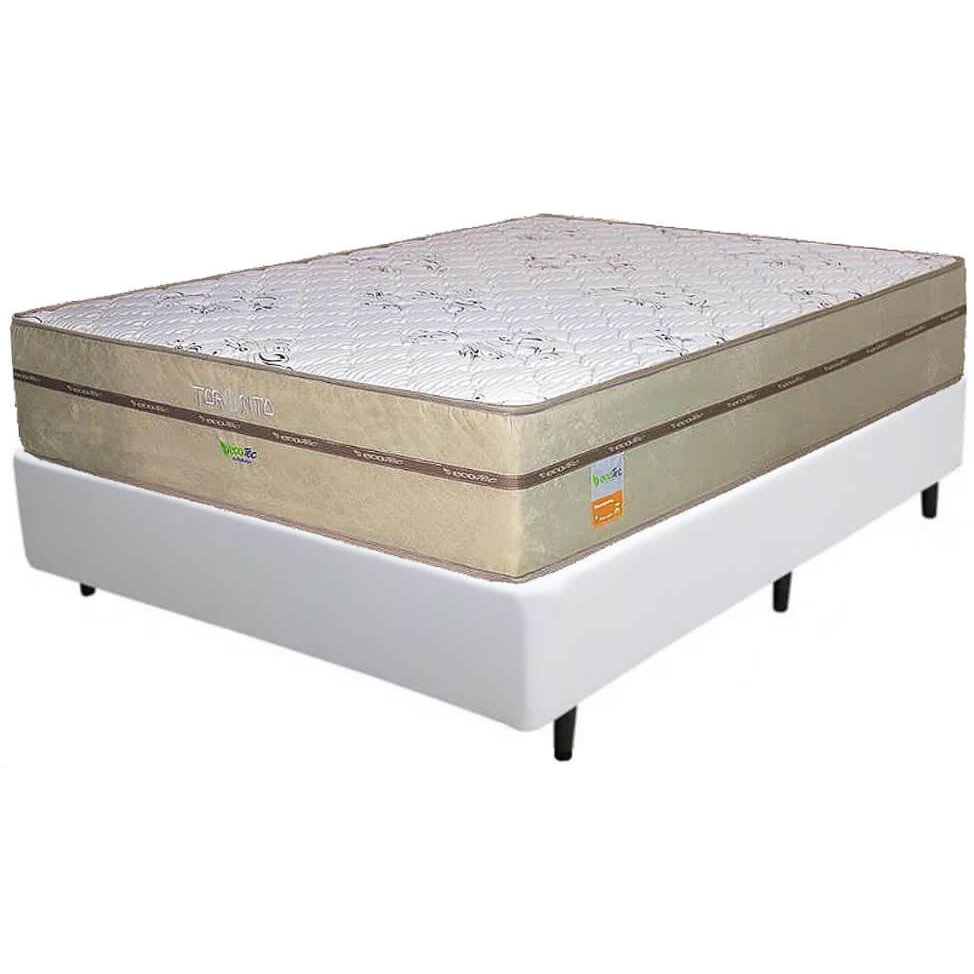Colchão Casal Toronto 30 cm D28 Molas Ensacadas + Base Simples Corino Branco – ECOTEC + BIOSTAR - Imagem 2