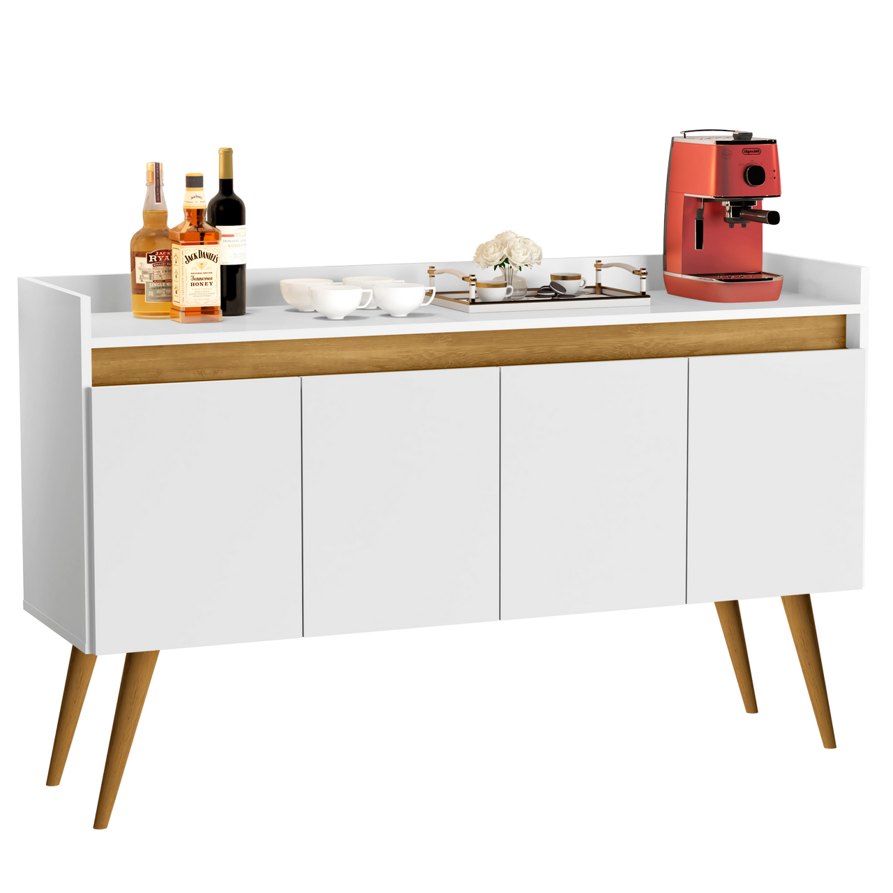 Buffet 4 Portas Gold Branco/Mel/Branco - MOVEIS PRIMUS - Imagem 6
