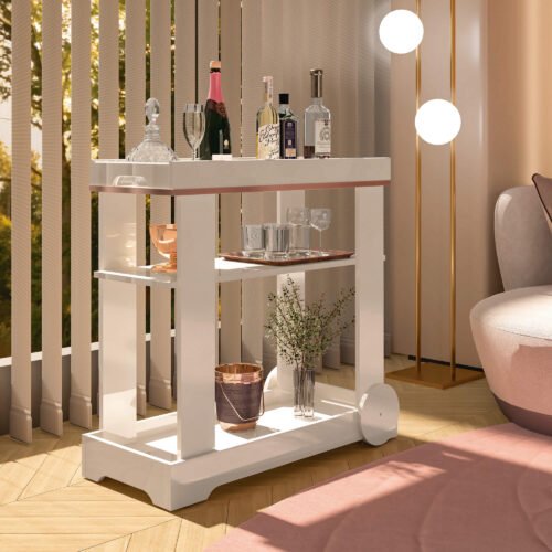 Carrinho Bar Rosé Off White - ARTELY