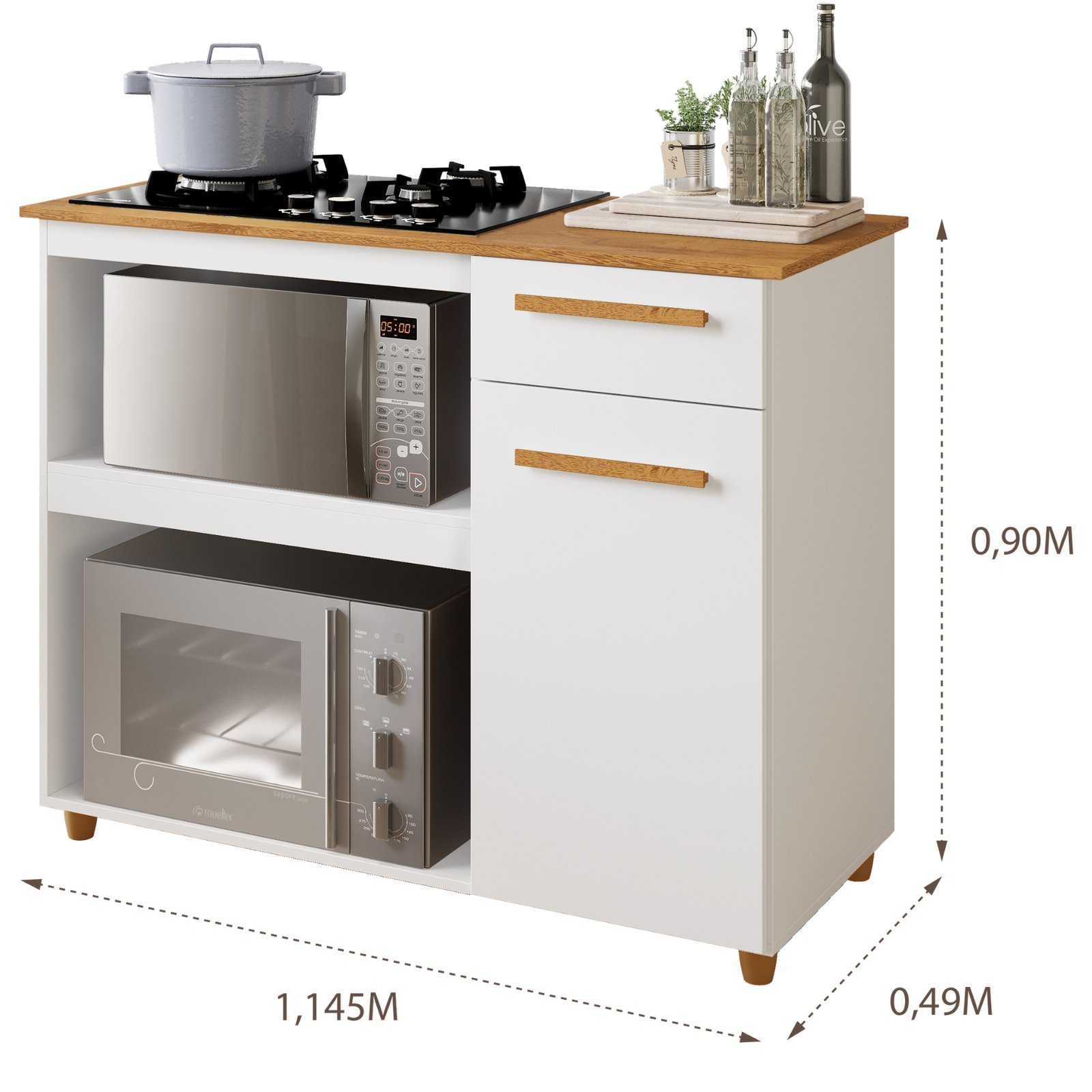 Balcão para Cooktop 4 Bocas Chicago Branco - KAIKI MÓVEIS - Imagem 3