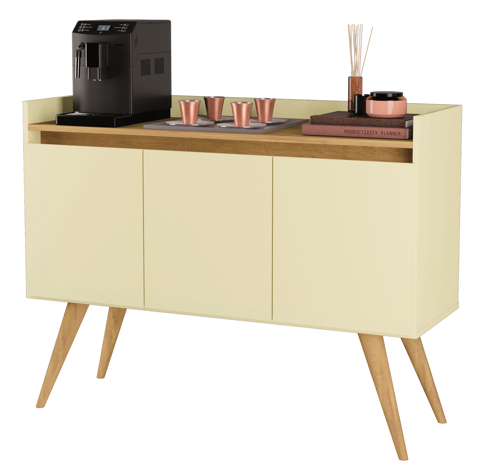 Buffet 3 Portas Gold Perola/Mel - MOVEIS PRIMUS - Imagem 2