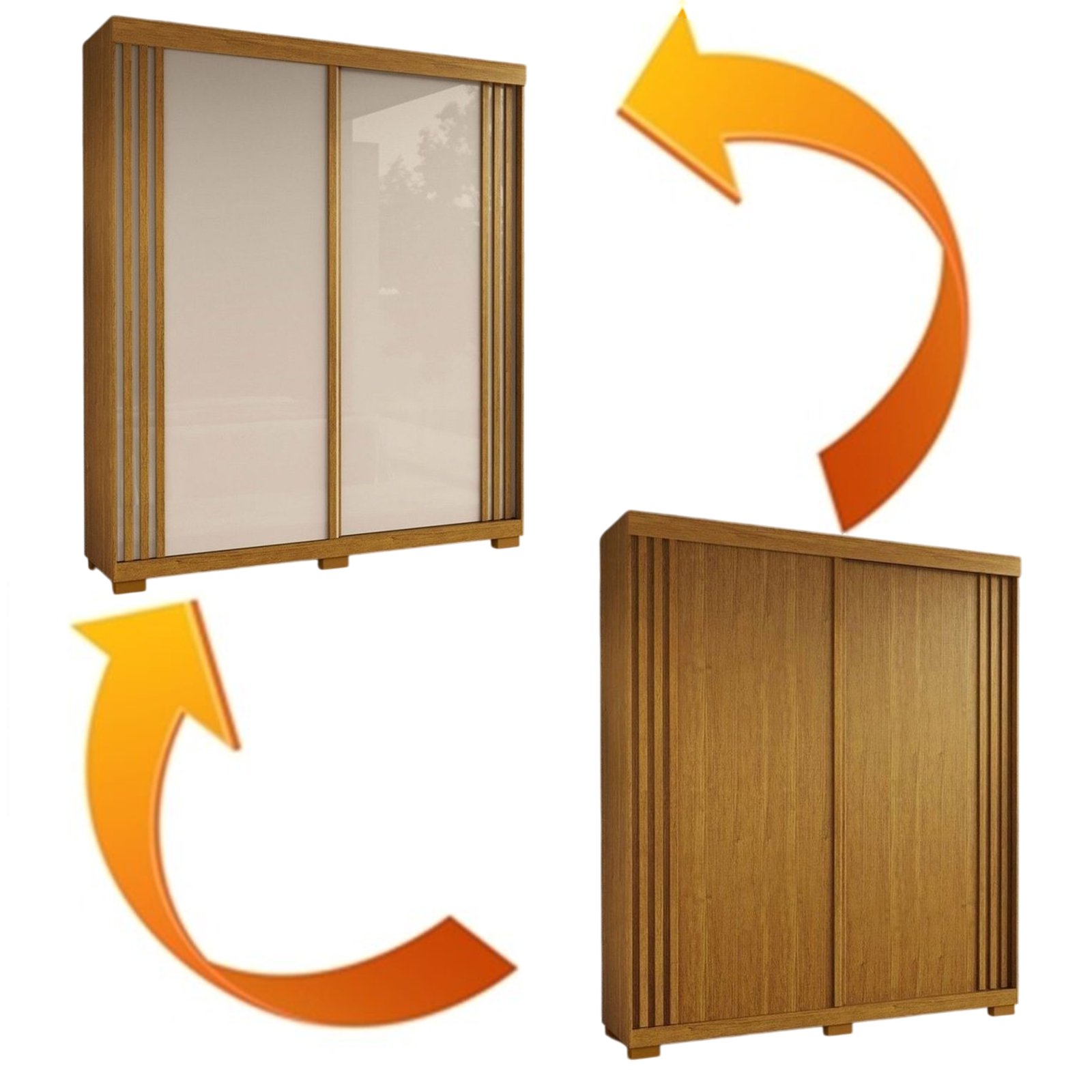Guarda-Roupa 2 Portas Athena 1,80 m (S/Espelho) Cinamomo/Off White/Cinamomo – ACP MÓVEIS - Imagem 5