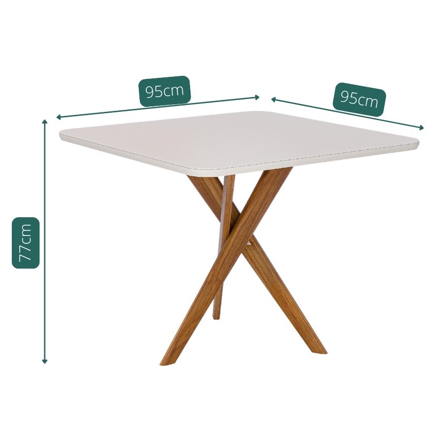 Mesa Cacau 95 (C/Vidro) Madeira/Off White - CIMOL - Imagem 4
