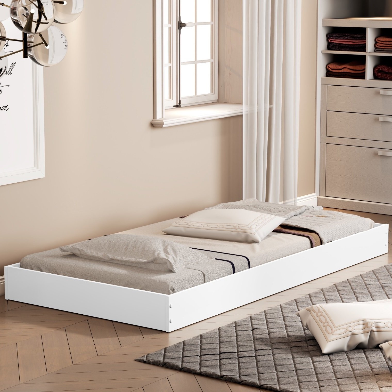 Cama Auxiliar Solteiro Mili Branco - MADEC MÓVEIS