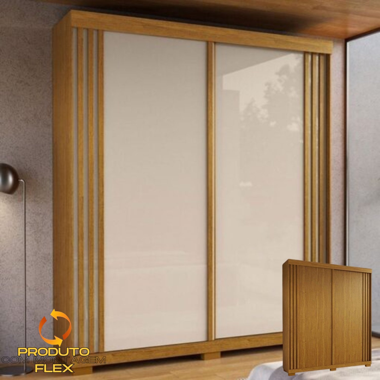 Guarda-Roupa 2 Portas Athena 1,80 m (S/Espelho) Cinamomo/Off White/Cinamomo – ACP MÓVEIS