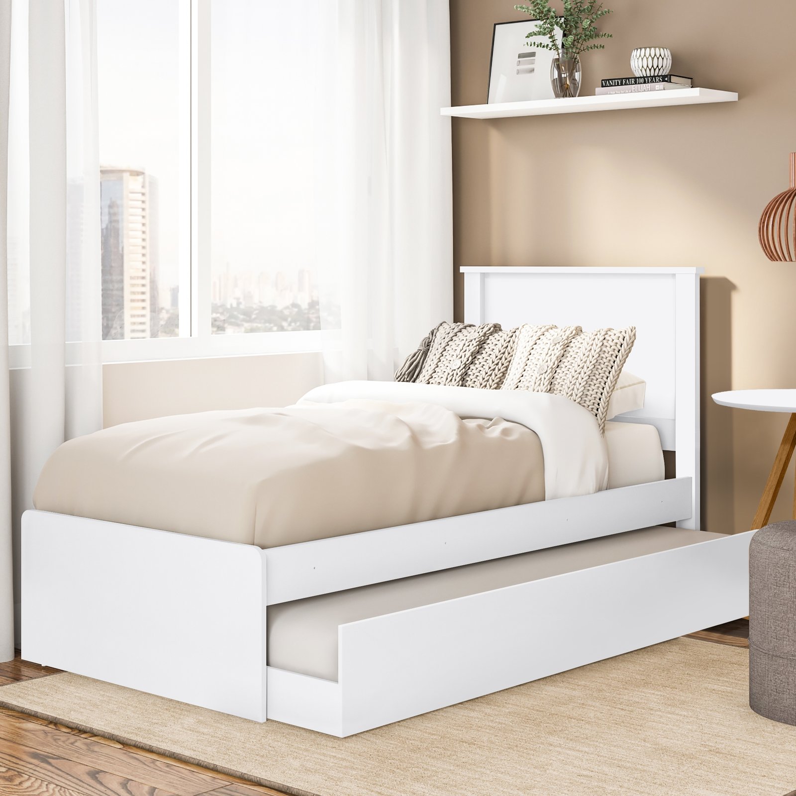 Cama Solteiro Barcelona + Auxiliar Branco/Preto/Branco - TEBARROT DO BRASIL - Imagem 3