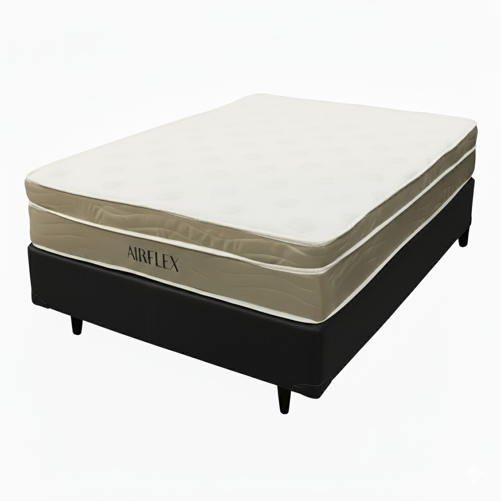 Colchão Casal Airflex D33 + Base Box Simples Corino Preto – BIOSTAR/BIOFLEX - Imagem 2