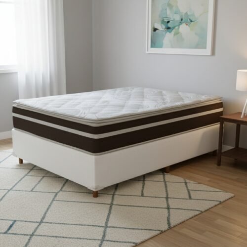 Colchão Casal Dom D33 + Base Box Simples Corino Branco – BIOSTAR/BIOFLEX