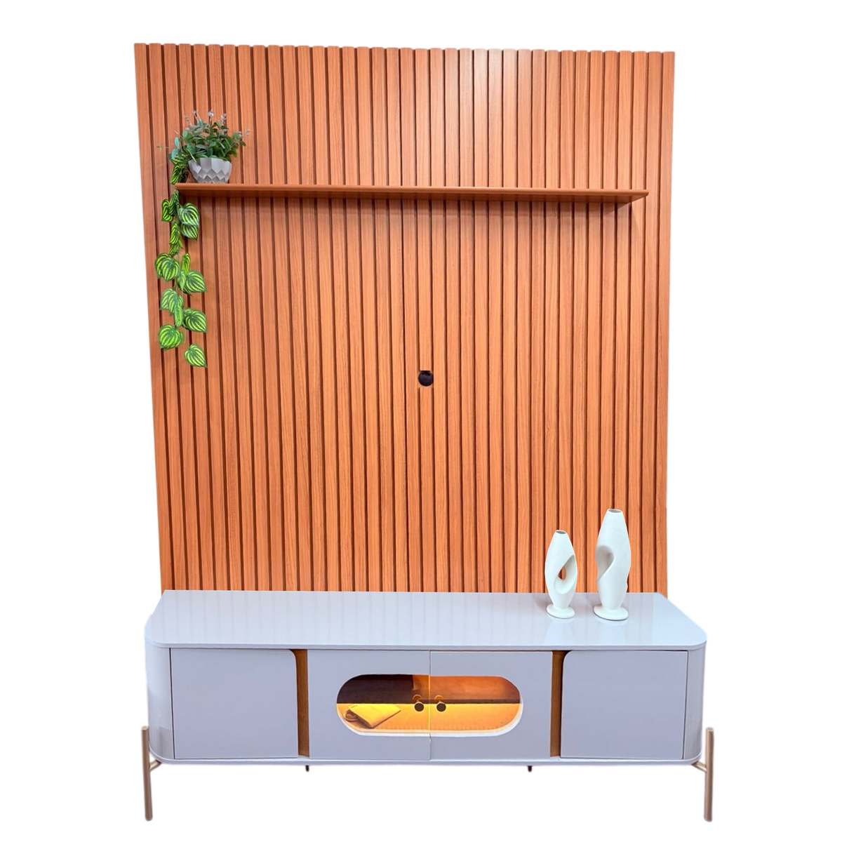 Painel até 75″ Arbo 1.9 Cedro + Rack Juquehy Off White/Naturale – EDN MÓVEIS + BECHARA - Imagem 6