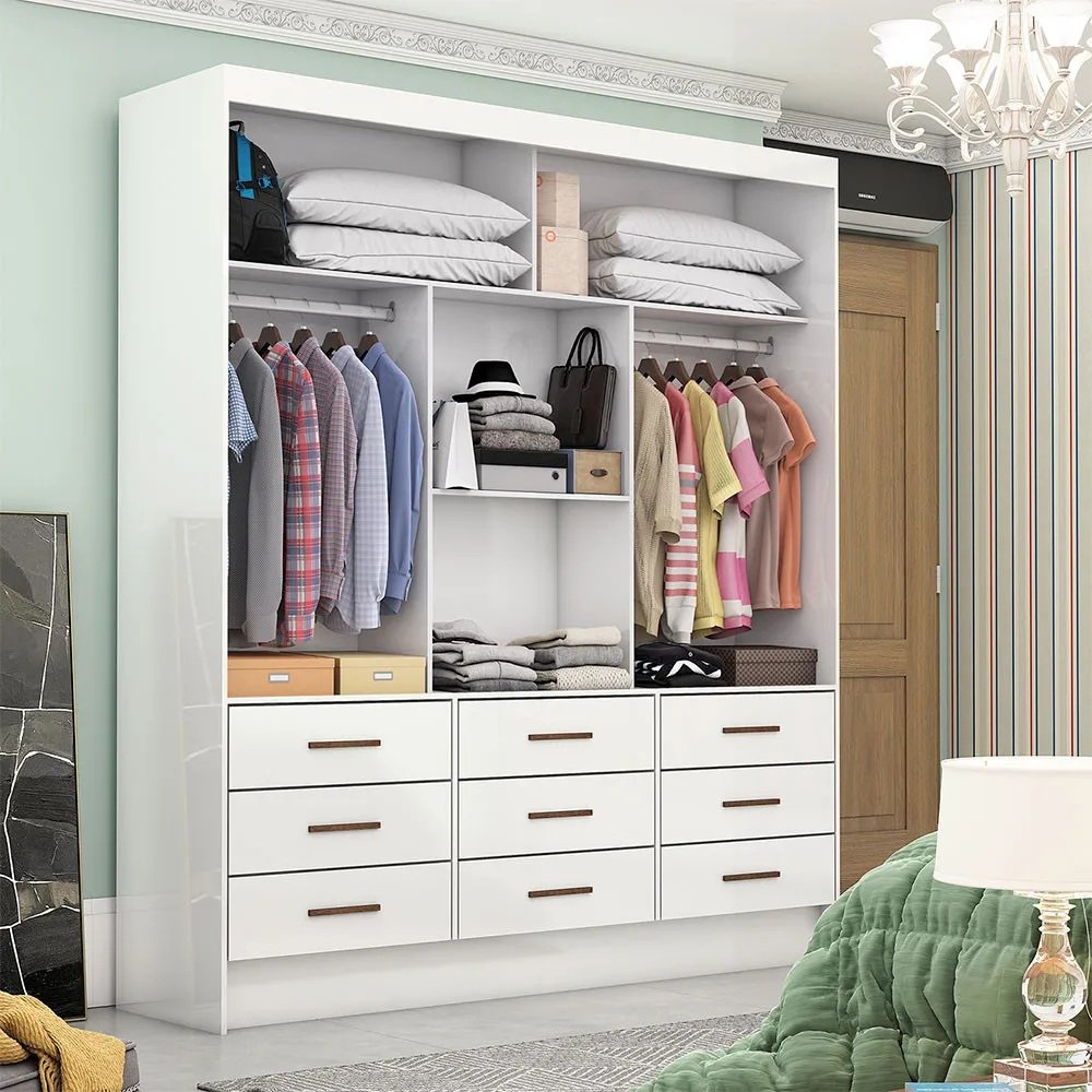 Guarda-Roupa 3 Portas Sevilha (Com espelho) 1,62 m Branco – CARIOCA MOVEIS - Imagem 2