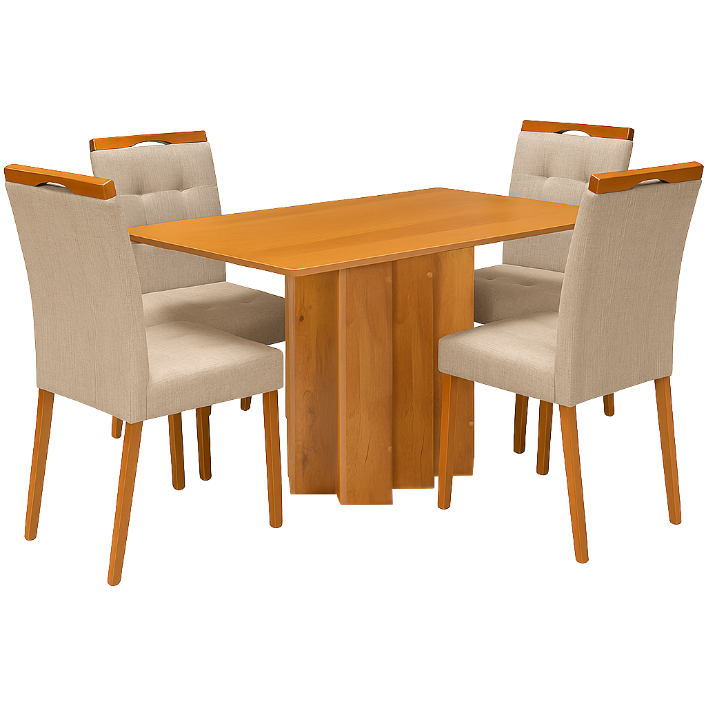 Mesa Recife 120 Cinamomo Laminado com 4 Cadeiras Sophia Linho Bege 200 – CEL MÓVEIS + WM DECOR - Imagem 3