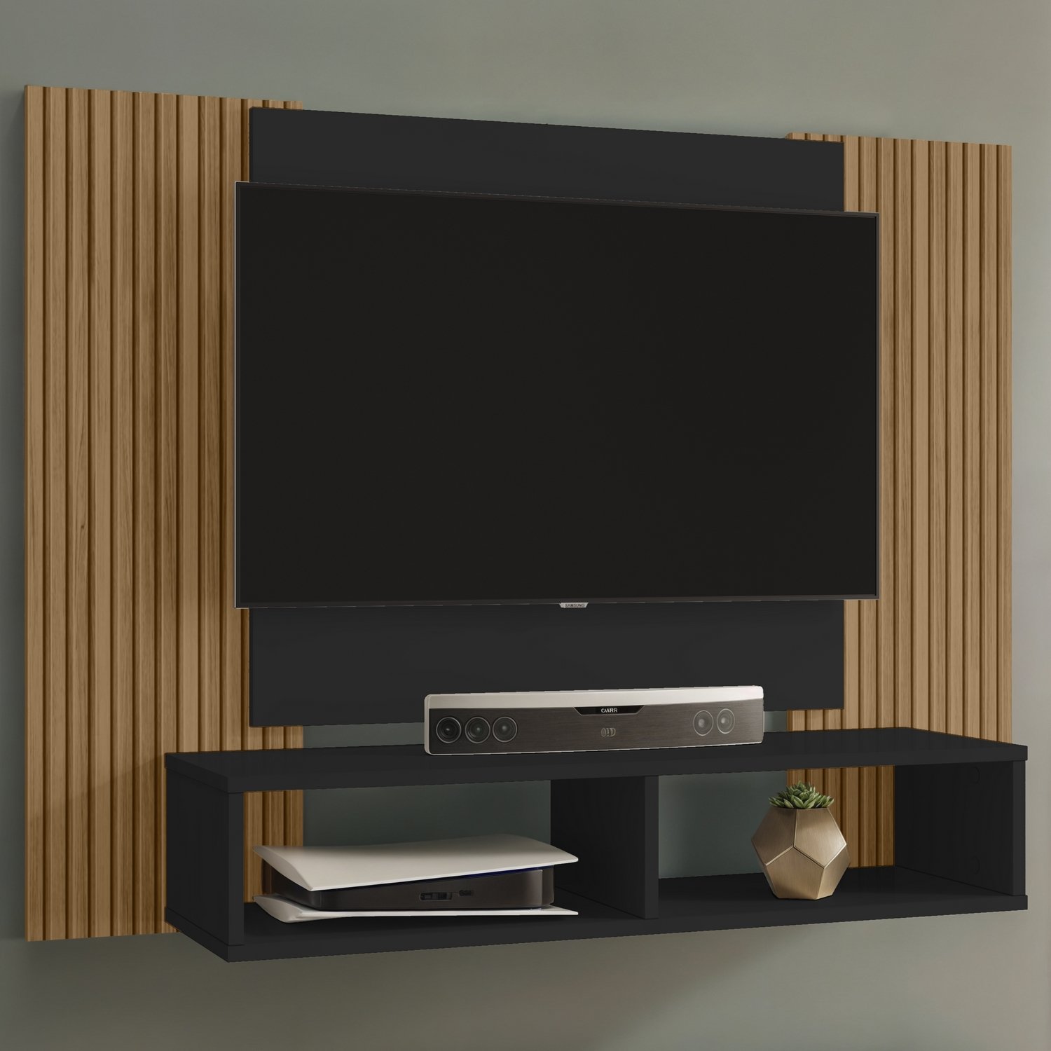 Painel até 47" Navi Preto/Ripado – BECHARA