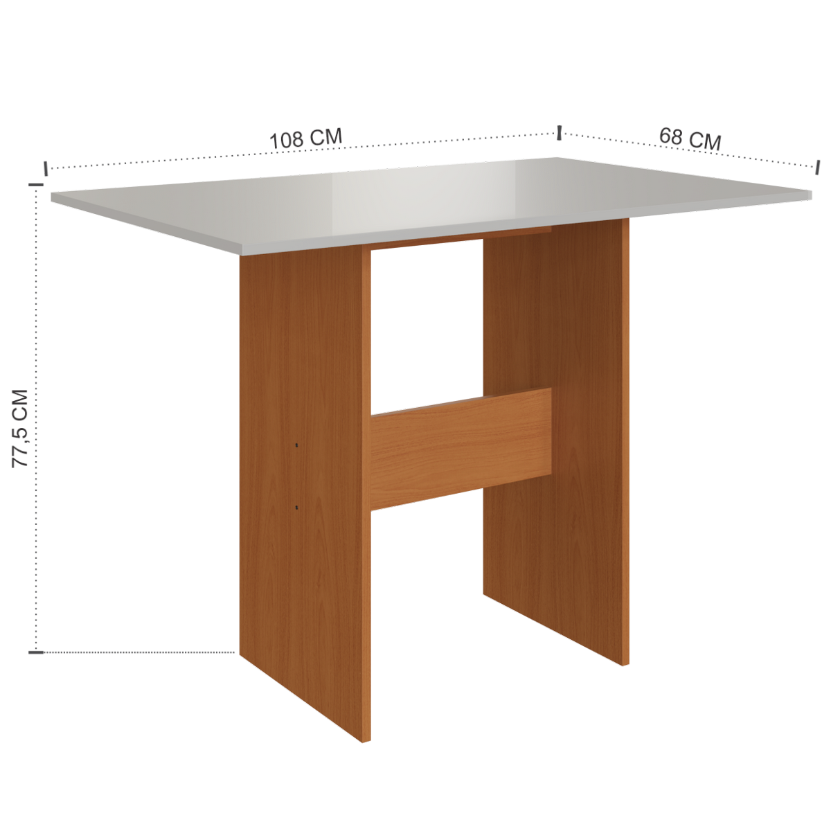 Mesa Karla 108 Freijó/Off White com 4 Cadeiras Linho Bege - INDÉKES - Imagem 3