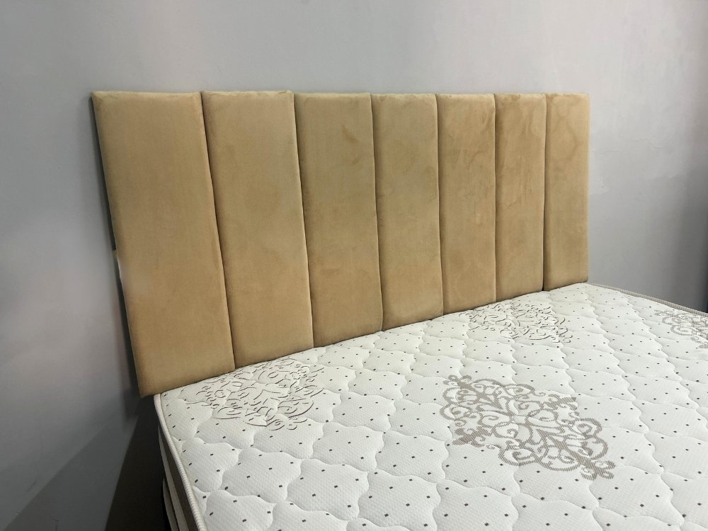 Cabeceira Clean Casal - Bege Veludo