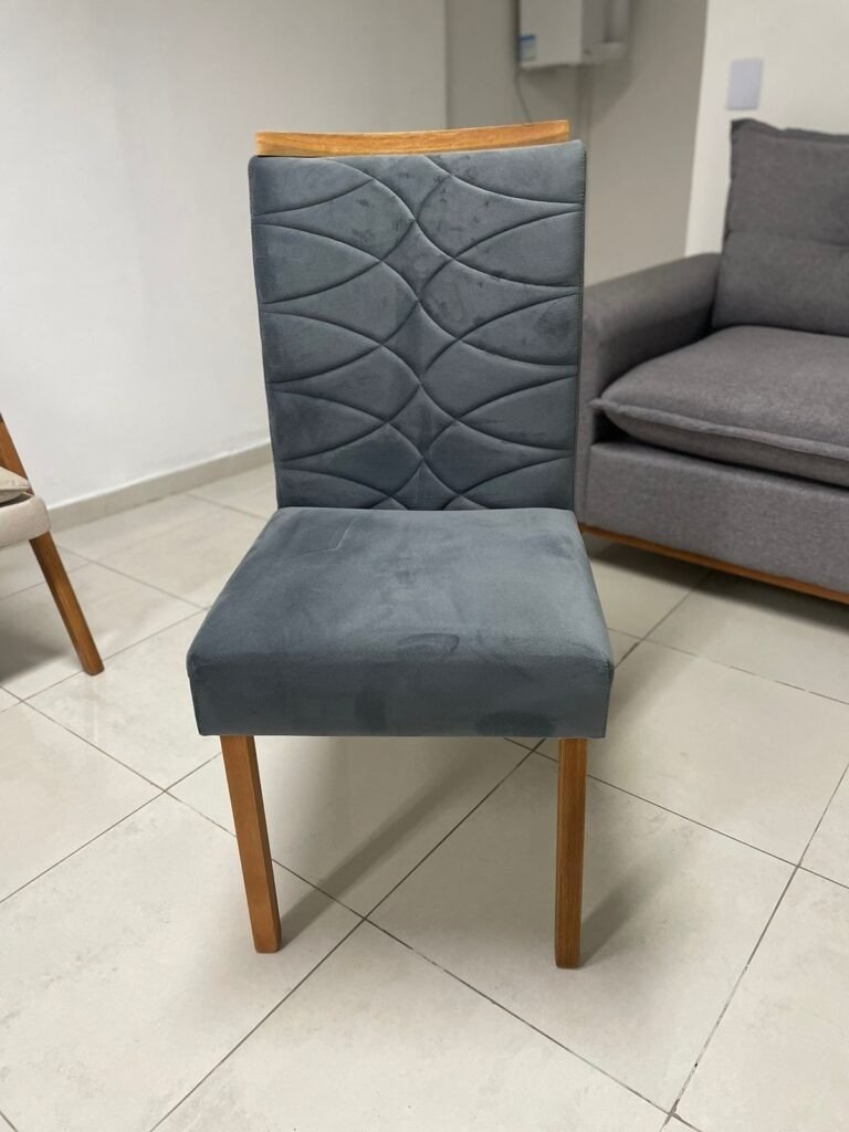 Mesa Salinas 120 Cinamomo/Off White com 4 Cadeiras Safira Veludo Cinza Grafite – CEL MÓVEIS + WM DECOR - Imagem 2