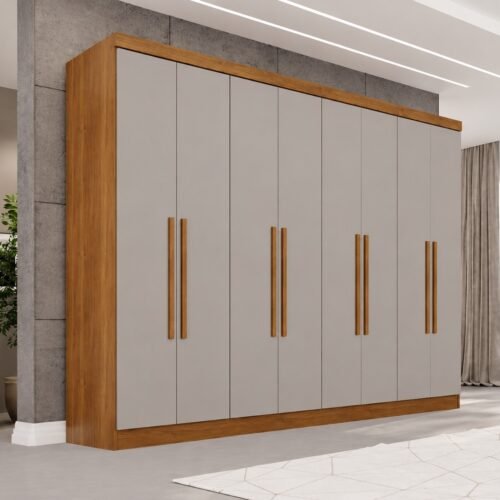 Guarda-Roupa Recife 8 Portas 4 Gavetas 2.40m -  Cinamomo/Off White