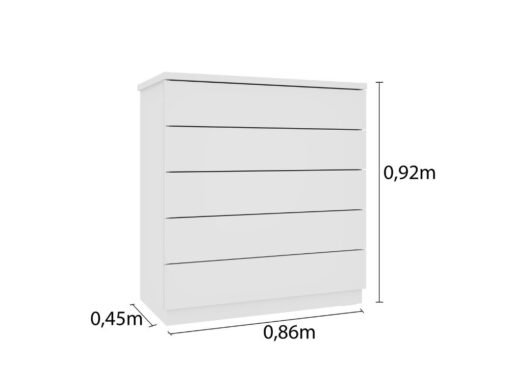 Cômoda Premium 5 Gavetas - Branco - Imagem 2